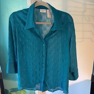 Covington Turquoise Textured Blouse